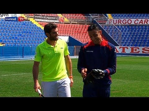 Costa Rica's star goalkeeper Keylor Navas with some unbelievable saves against professional Tennis player Pablo Andujar