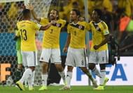 Colombia players celebrating