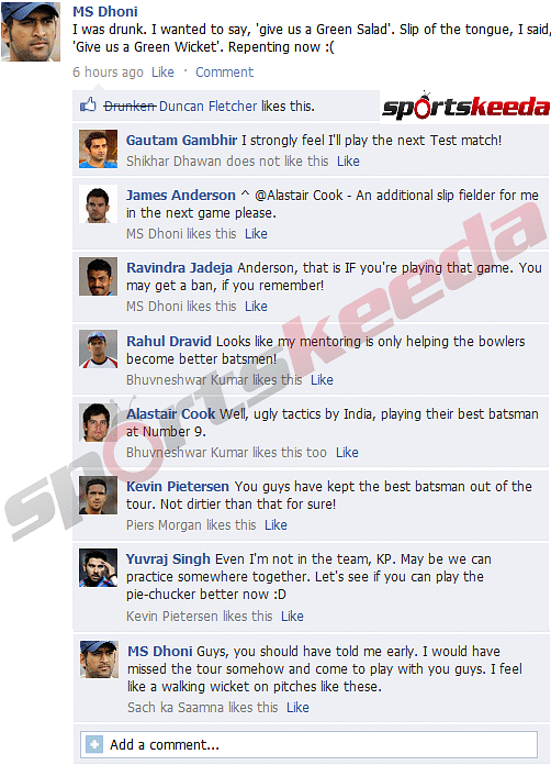 FB Wall: MS Dhoni regrets asking for a green wicket