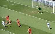 Gonzalo Higuaín scoring the only goal of the match: Argentina 1-0 Belgium