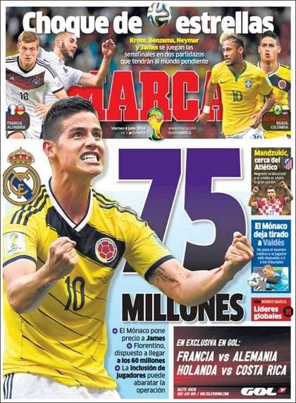 Spanish papers reveal James Rodriguez's price