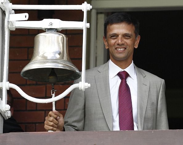 England vs India 2014 - 2nd Test: Rahul Dravid rings the bell at Lord's before start of play on Day 1