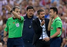 Atletico Madrid manager Diego Simeone banned for eight matches for sideline scuffle with assistant referee