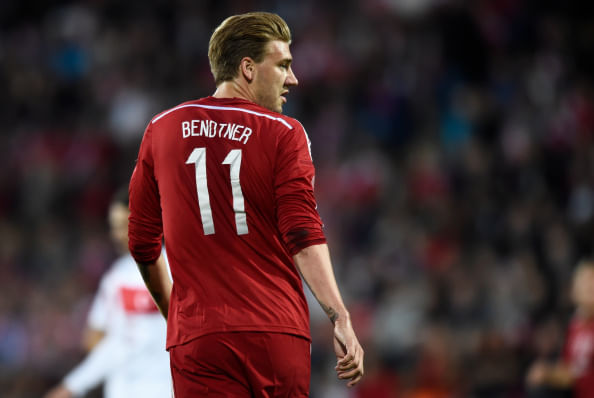 Video: Nicklas Bendtner's back heel scorpion kick against Turkey goes horribly wrong