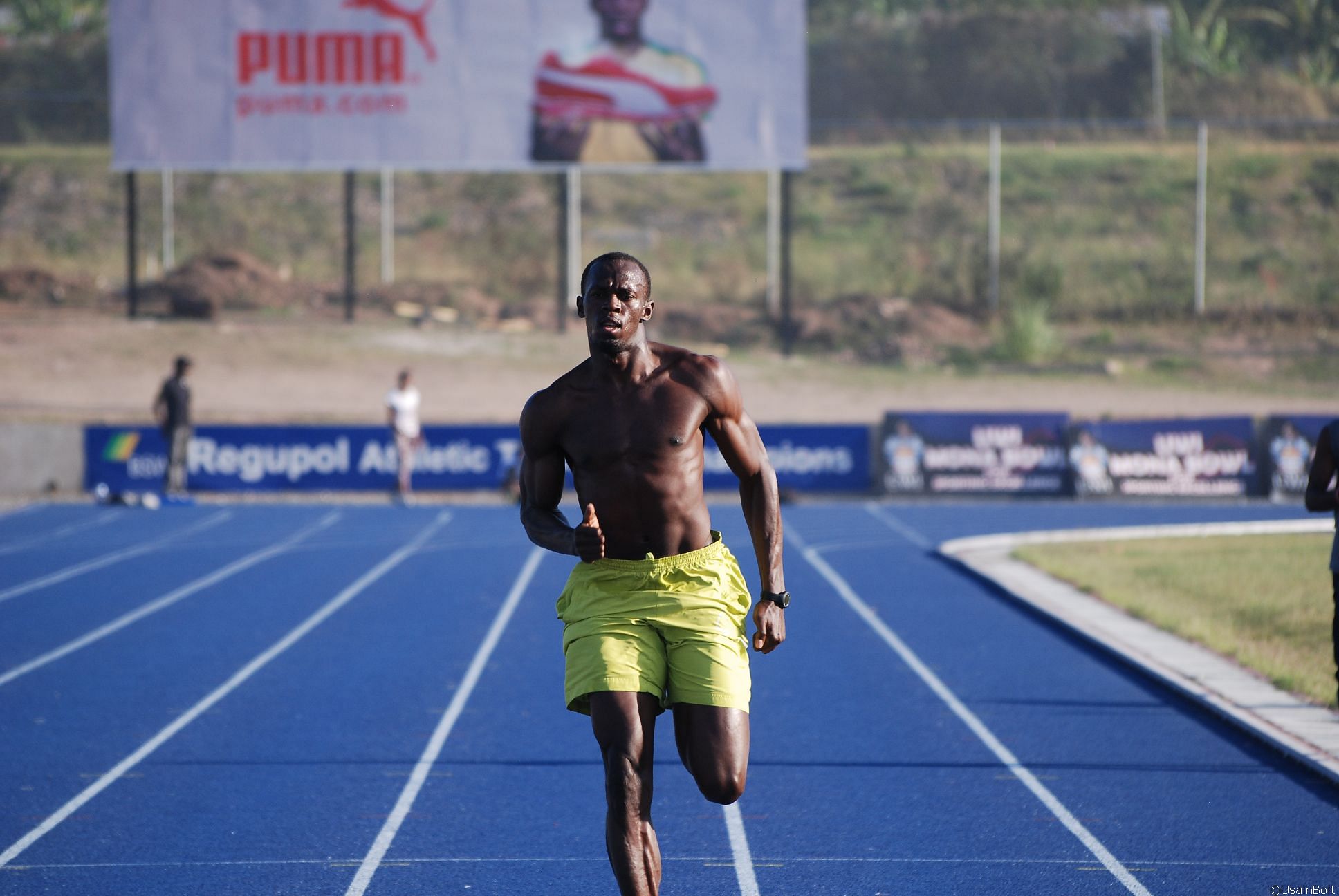 Usain Bolt training.