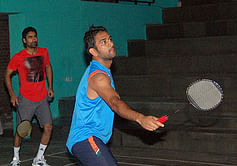 MS Dhoni takes a break from cricket to enjoy badminton in Bangalore