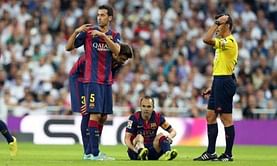 Andres Iniesta sidelined for three weeks due to calf injury sustained during El Clasico