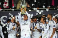 Real Madrid players celebrate winning the European Super Cup
