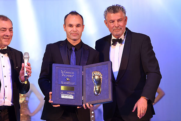 Andres Iniesta beats Cristiano Ronaldo and Wayne Rooney to win Golden Foot award