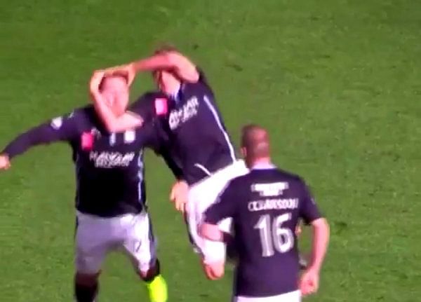 Video: Scottish player celebrates goal with WWE star Randy Orton's 'RKO' move