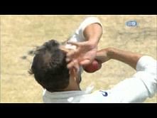Video: Nathan Lyon gets massive spin after ball hits a crack