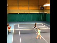 Roger Federer defeated by his father on the tennis court