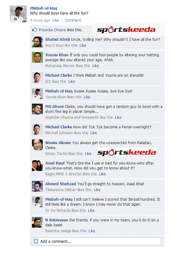 Fake FB Wall: Misbah-ul-Haq trolls Shahid Afridi and Michael Clarke after Test series win