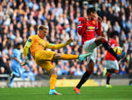 Smalling Yellow card Joe Hart kick