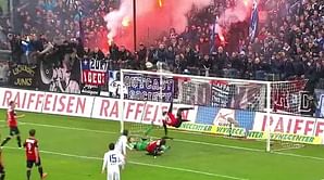 Video: Goalkeeper makes double save from penalty, defender clears third shot with bicycle kick