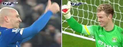 Video: Joe Hart acknowledges fantastic free-kick attempt by Cambiasso