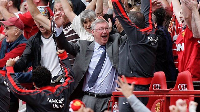 Jubliant Sir Alex after winning the record breaking 19th league title.