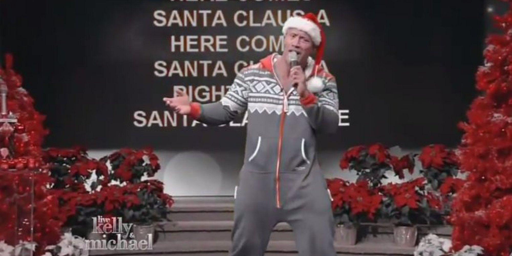 The Rock performs Christmas Karaoke at "LIVE with Kelly and Michael" show