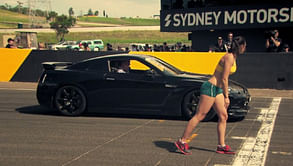 A woman takes on Nissan GTR in a 100m race