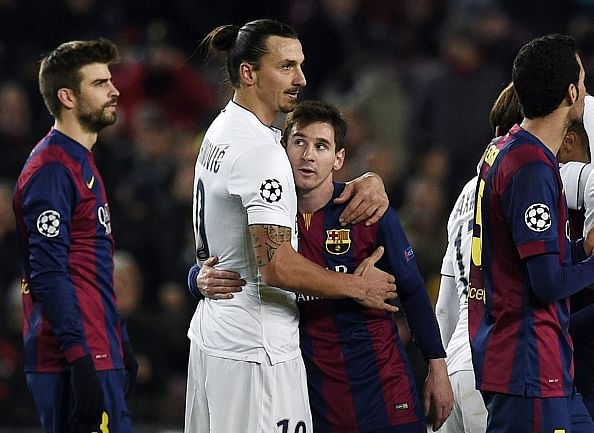 Video: Messi jokes with former teammates Zlatan Ibrahimovic and Thiago Motta in player tunnel