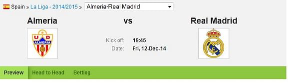 Almeria-Real Madrid Statistical Preview