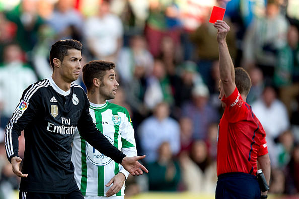 Cristiano Ronaldo saw red in a La Liga game against Eibar in 2015.