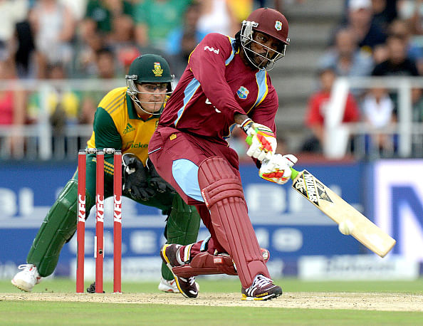 Chris Gayle hammered 90 off just 41 balls to help West Indies chase down a massive target