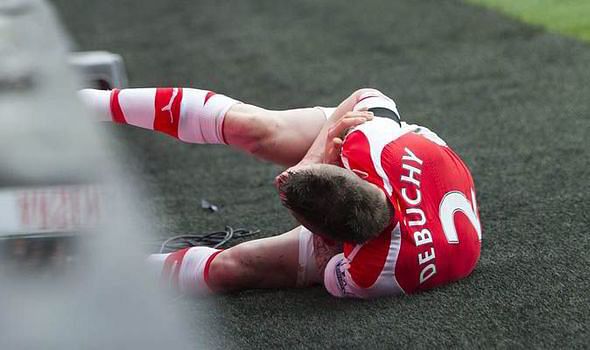 Arsenal falls short of defenders as Mathieu Debuchy dislocates his shoulder