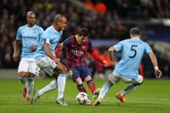 Lionel Messi in action against Manchester City
