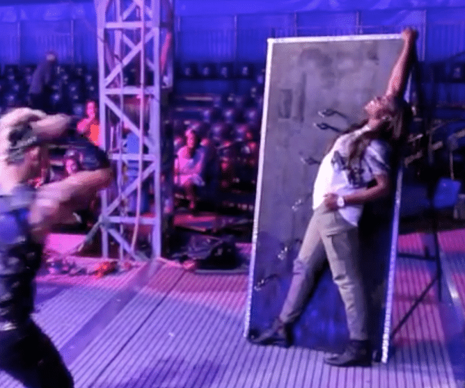Sloane Stephens performs in an outrageous circus stunt