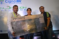 Mamta Shetty, Anand Sharaf, Arfath Shaikh and Neeraj Singh adjudged winners of the Cigna TTK Treadmillion Challenge 2015