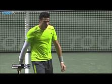 Milos Raonic plays an insane backhand volley against Stan Wawrinka in Rotterdam