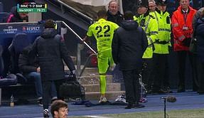 Video: Dani Alves kicks and shatters water bottle after being substituted against Manchester City