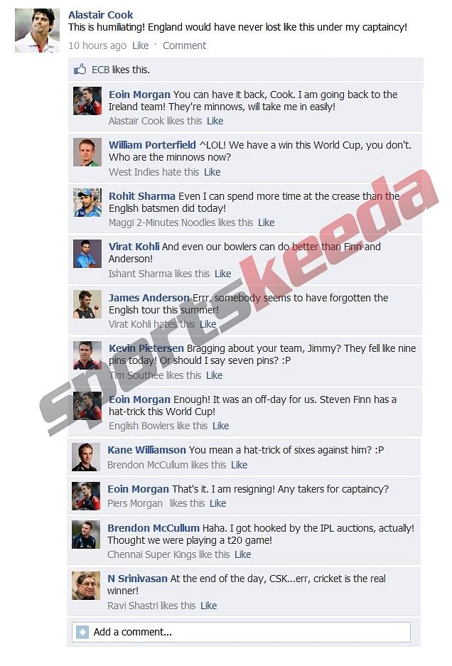 Fake FB Wall: Alastair Cook lashes out after New Zealand humiliate England