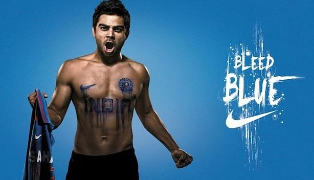 virat kohli in blue shirt