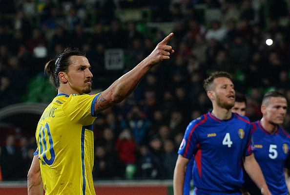 Video: Zlatan Ibrahimovic scores incredible goal for Sweden from Moldova goalkeeper's goal kick