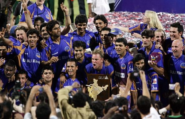 Rajasthan Royals celebrate their maiden IPL title in 2008.