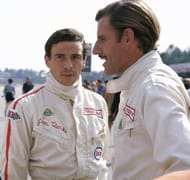 Damon Hill poses with a bust of his father Graham Hill, a two time world Champion