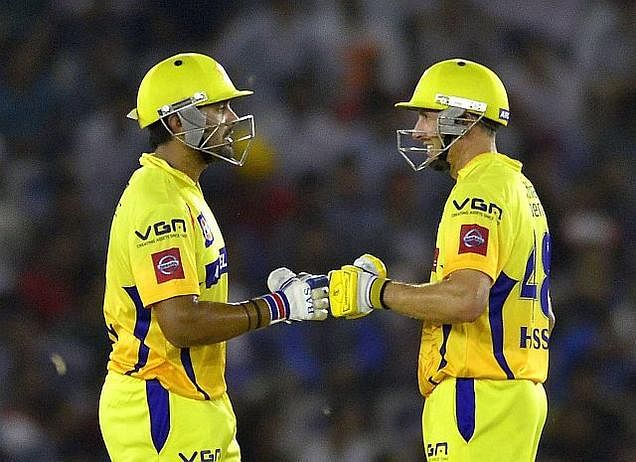 Murali Vijay (L) and Michael Hussey opened the batting for CSK