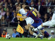 Javier Zanetti and Lionel Messi Champions League