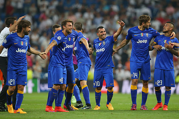 Juventus players celebrate