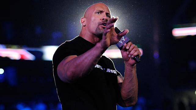 The Rock on the mic