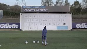 Video: Sergio Aguero responds to fans on Twitter with a goal sized keyboard
