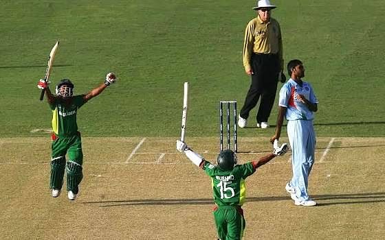 Bangladesh batsmen react on beating India in the 2007 World Cup