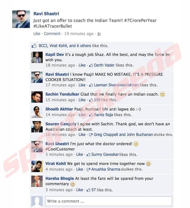 Fake FB Wall: Players comment on Ravi Shastri's coaching offer
