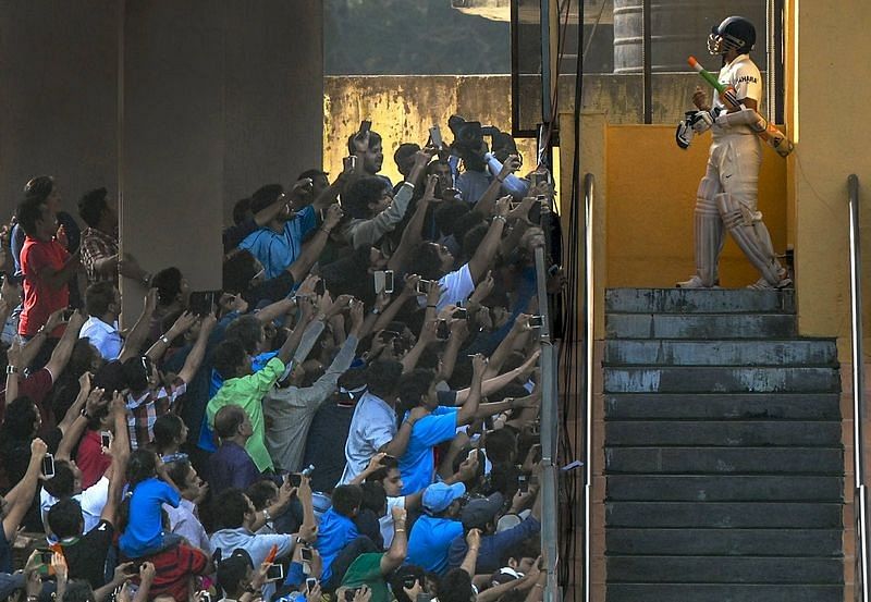 Sachin Tendulkar walks out to bat one last time in international cricket