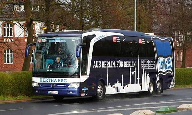 Hertha Berlin team bus shot at before German cup match