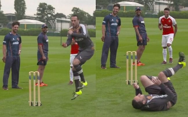Video: Arsenal goalkeeper David Ospina fails miserably at cricket