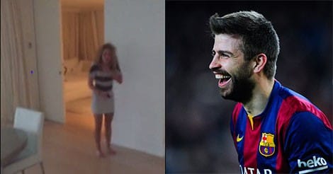 VIDEO: Gerard Pique kicks football at Shakira's face at home