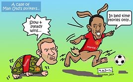 Comic: Wayne Rooney's slow start compared to Anthony Martial's blazing beginning for Manchester United